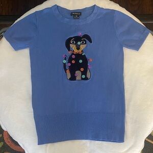 Blue Tee with Colorful Dog Design